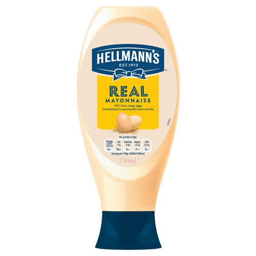 Hellmann 的品牌包裝設計,藍絲帶標志,手繪字體